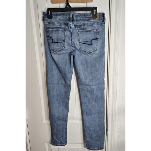 American Eagle Skinny Super Stretch Jeans Medium Wash Midrise Size 8 Regular - Picture 7 of 8
